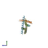 PDB entry 1kd9 coloured by chain, side view.