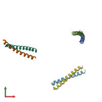 PDB entry 1kdd coloured by chain, front view.