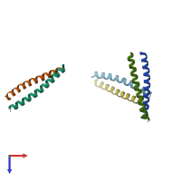 PDB entry 1kdd coloured by chain, top view.