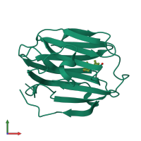 PDB entry 1kdk coloured by chain, front view.