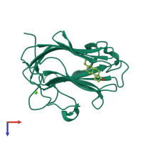 PDB entry 1kdm coloured by chain, top view.