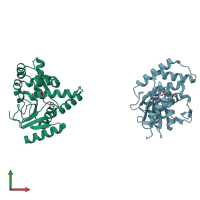 PDB entry 1kdp coloured by chain, front view.
