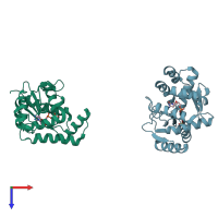 PDB entry 1kdp coloured by chain, top view.