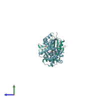 PDB entry 1kdr coloured by chain, side view.