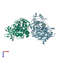 PDB entry 1kds coloured by chain, top view.