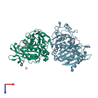 PDB entry 1ke0 coloured by chain, top view.