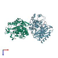 PDB entry 1ke3 coloured by chain, top view.