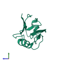 PDB entry 1kef coloured by chain, side view.