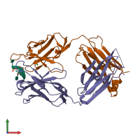 PDB entry 1keg coloured by chain, front view.