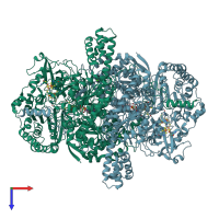 PDB entry 1kek coloured by chain, top view.