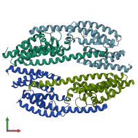 PDB entry 1key coloured by chain, front view.