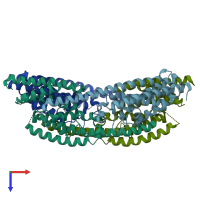 PDB entry 1key coloured by chain, top view.