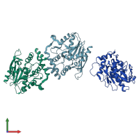 PDB entry 1kez coloured by chain, front view.