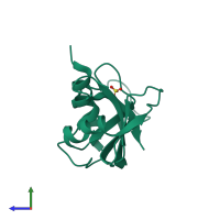 PDB entry 1kf4 coloured by chain, side view.
