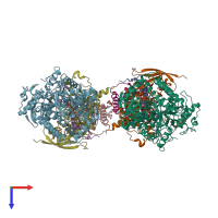 PDB entry 1kf6 coloured by chain, top view.