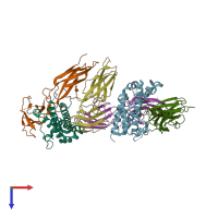 PDB entry 1kf9 coloured by chain, top view.