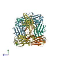 PDB entry 1kfa coloured by chain, side view.