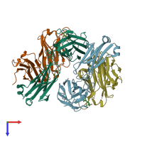 PDB entry 1kfa coloured by chain, top view.