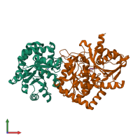 PDB entry 1kfb coloured by chain, front view.