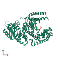 PDB entry 1kfd coloured by chain, front view.