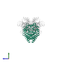 Tryptophan synthase alpha chain in PDB entry 1kfe, assembly 1, side view.