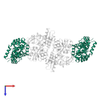 Tryptophan synthase alpha chain in PDB entry 1kfe, assembly 1, top view.