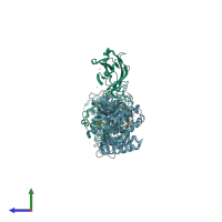 PDB entry 1kfg coloured by chain, side view.