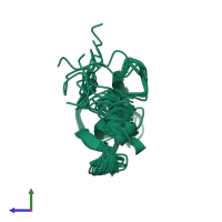 PDB entry 1kfh coloured by chain, ensemble of 13 models, side view.