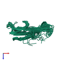 PDB entry 1kfh coloured by chain, ensemble of 13 models, top view.