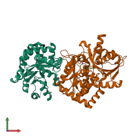 PDB entry 1kfj coloured by chain, front view.