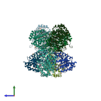 PDB entry 1kfl coloured by chain, side view.