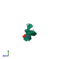 PDB entry 1kfp coloured by chain, ensemble of 20 models, side view.