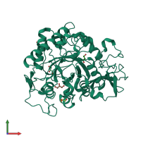 PDB entry 1kfw coloured by chain, front view.