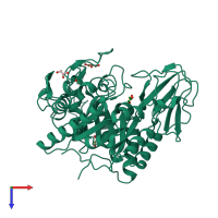 PDB entry 1kfw coloured by chain, top view.