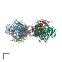 PDB entry 1kfy coloured by chain, top view.