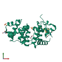 PDB entry 1kg7 coloured by chain, front view.