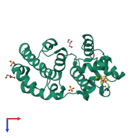 PDB entry 1kg7 coloured by chain, top view.
