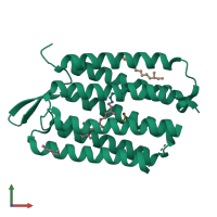 PDB entry 1kg8 coloured by chain, front view.