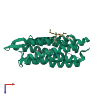 PDB entry 1kg8 coloured by chain, top view.