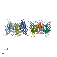 PDB entry 1kgy coloured by chain, top view.
