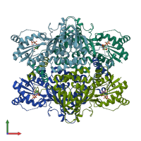 PDB entry 1kh2 coloured by chain, front view.
