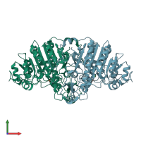 PDB entry 1kh4 coloured by chain, front view.