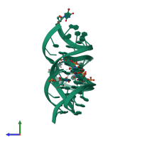 PDB entry 1kh6 coloured by chain, side view.