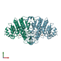 PDB entry 1kh7 coloured by chain, front view.