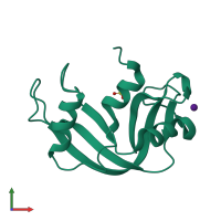 PDB entry 1kh8 coloured by chain, front view.