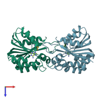 PDB entry 1khh coloured by chain, top view.