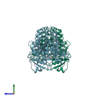 PDB entry 1khl coloured by chain, side view.