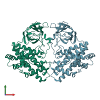 PDB entry 1kho coloured by chain, front view.