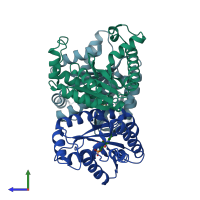 PDB entry 1kht coloured by chain, side view.