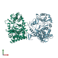 PDB entry 1khw coloured by chain, front view.